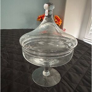 Princess House Hand Blown Pedestal Candy Dish with Lid